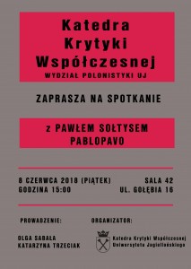 specjalność KRYTYKA LITERACKA - spotkanie z Pawłem Sołtysem